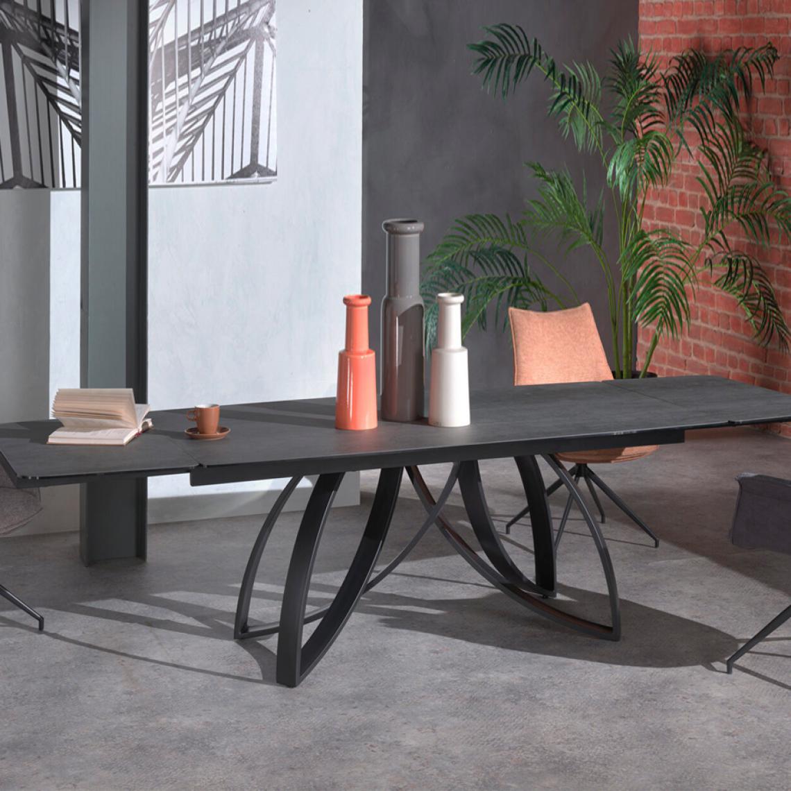 Nouvomeuble - Grande table en céramique anthracite GLORIANA - Tables à manger