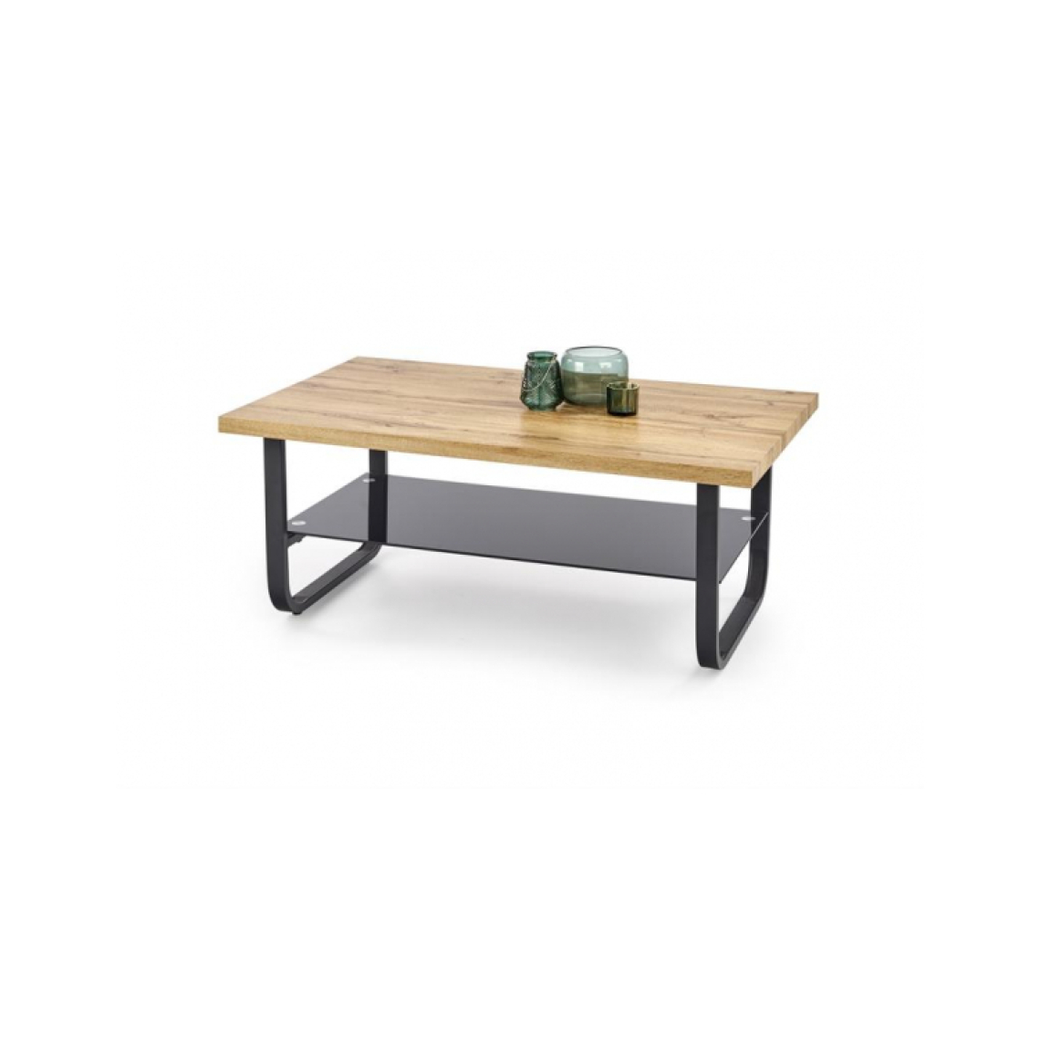 Carellia - Table basse rectangulaire 120 cm x 60 cm x 45 cm - Chêne naturel/Noir - Tables basses