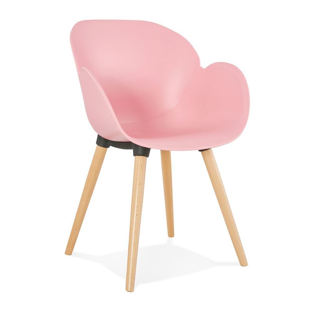 Alterego - Chaise design scandinave 'PICATA' rose avec pieds en bois - Chaises