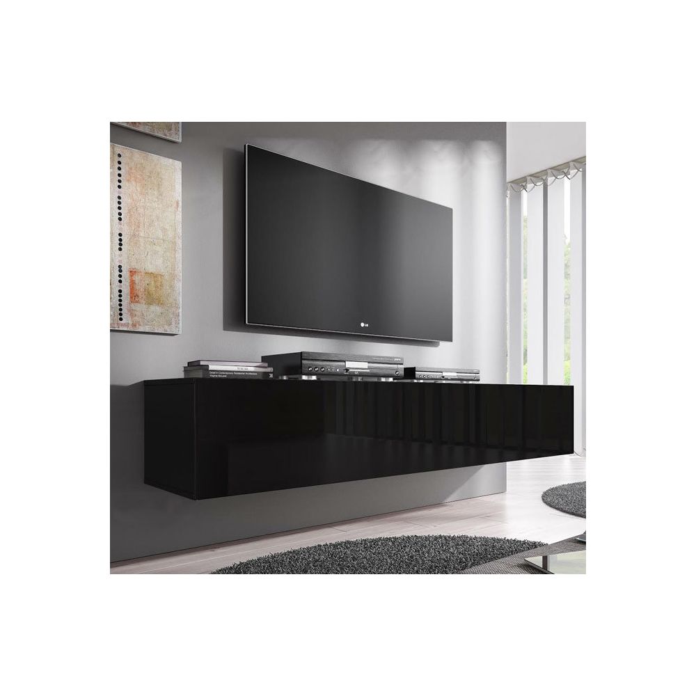 Design Ameublement - Meuble TV modèle Nora H2 (160 cm) noir - Meubles TV, Hi-Fi