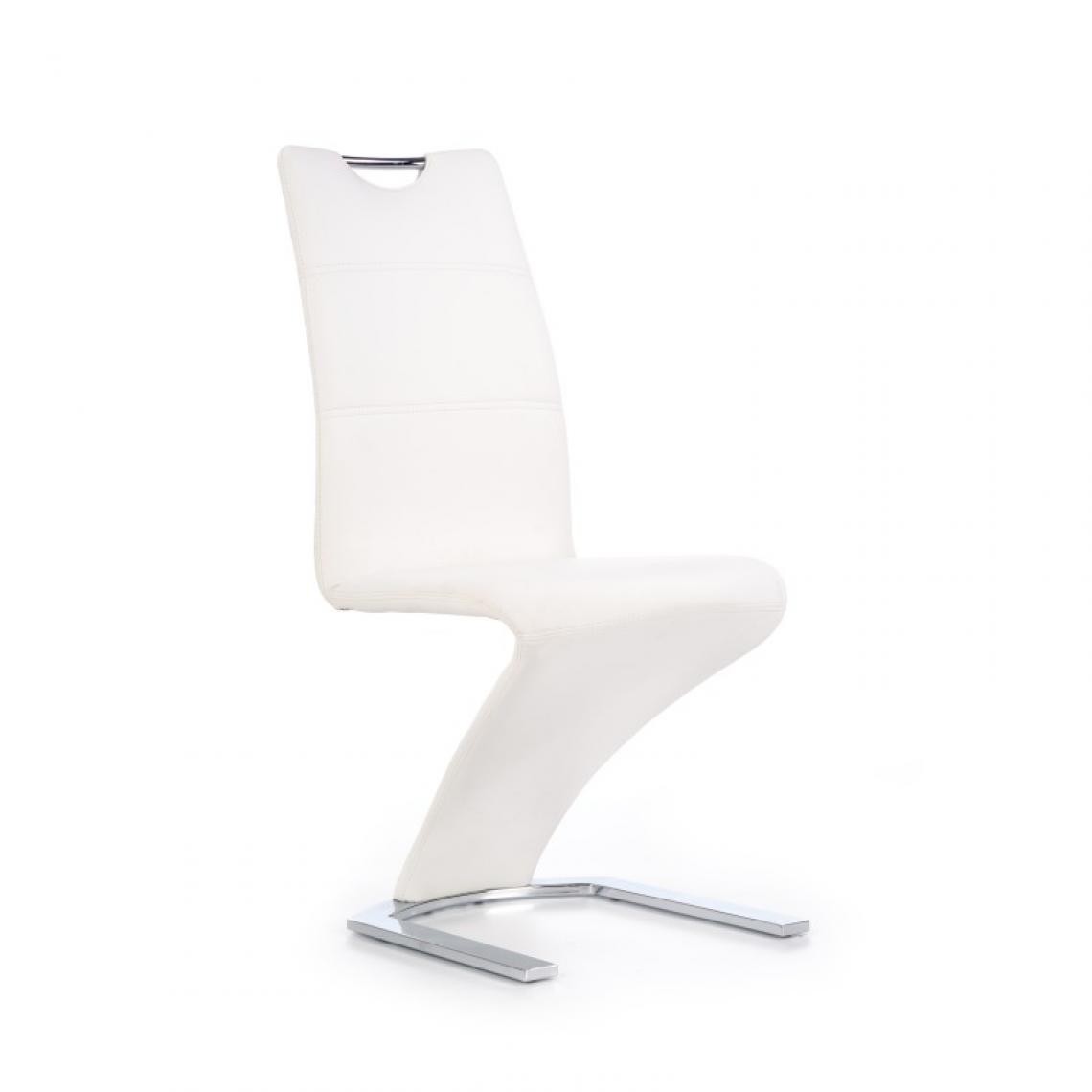 Carellia - Lot de 2 chaises design en cuir synthétique - Blanc - Chaises