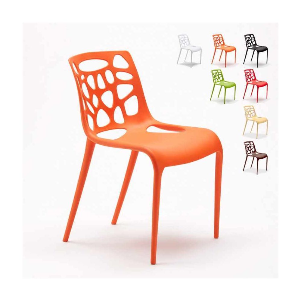 Ahd Amazing Home Design - Chaise en polypropylène anti-uv design moderne Gelateria salle à manger et bar café Connubia, Couleur: Orange - Chaises