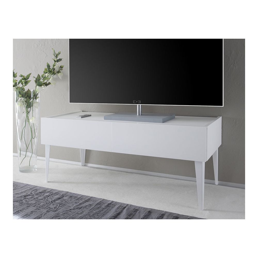 Kasalinea - Meuble TV blanc mat 2 tiroirs STANISLAS 4 - Meubles TV, Hi-Fi