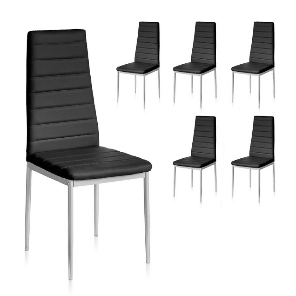 Webmarketpoint - Chaise de salle à manger moderne en éco-cuir noir 41x41x h96 cm 6 pièces - Chaises