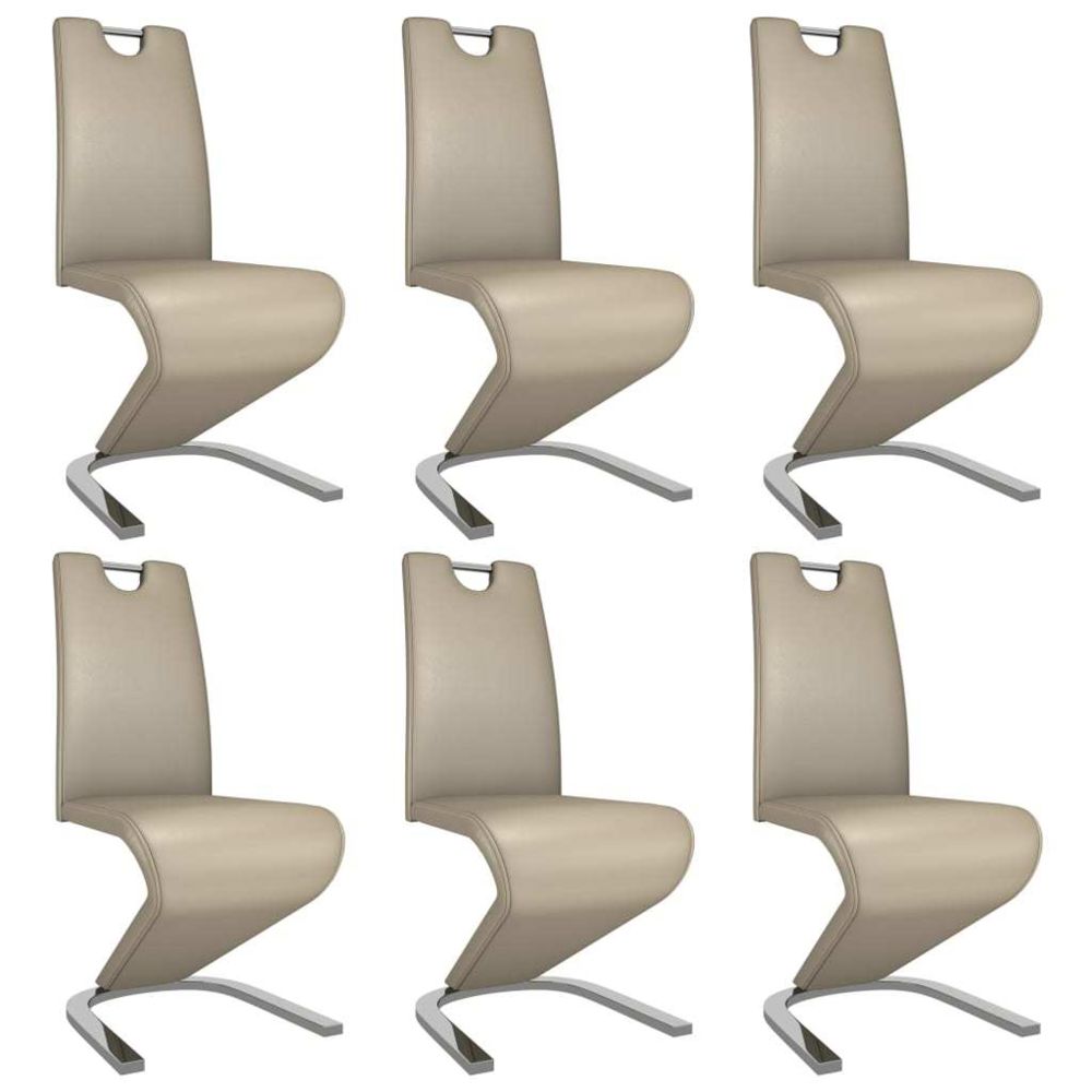marque generique - Stylé Fauteuils et chaises categorie Praia Chaises à dîner avec forme de zigzag 6pcs Cappuccino Similicuir - Chaises