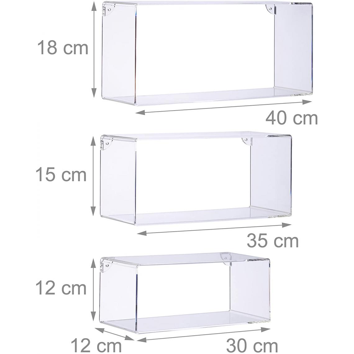 Helloshop26 - Set de 3 étagères tablettes flottantes rectangle transparent 13_0002494_2 - Etagères