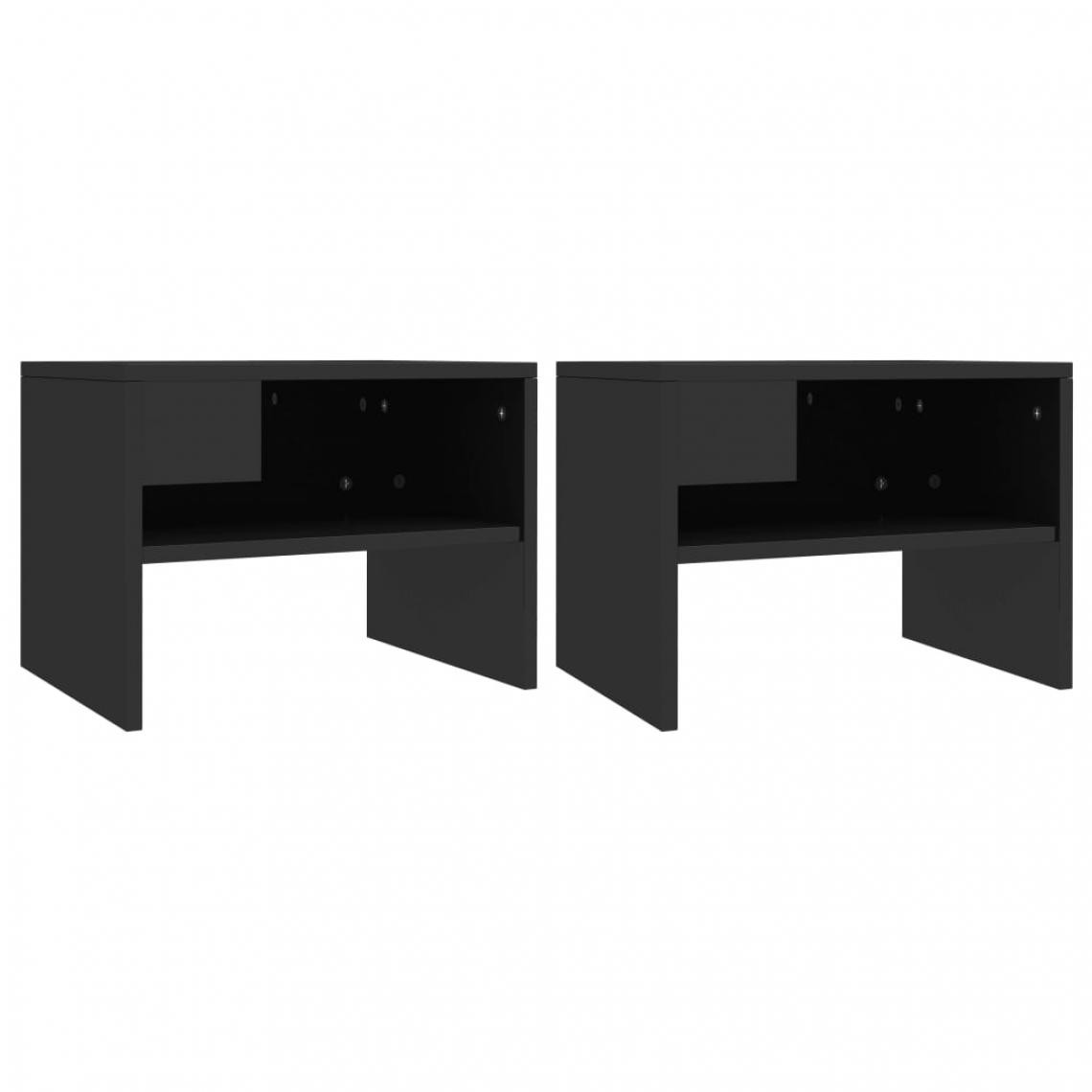 Vidaxl - vidaXL 2 pcs Tables de chevet Noir brillant 40 x 30 x 30 cm Aggloméré - Tables à manger