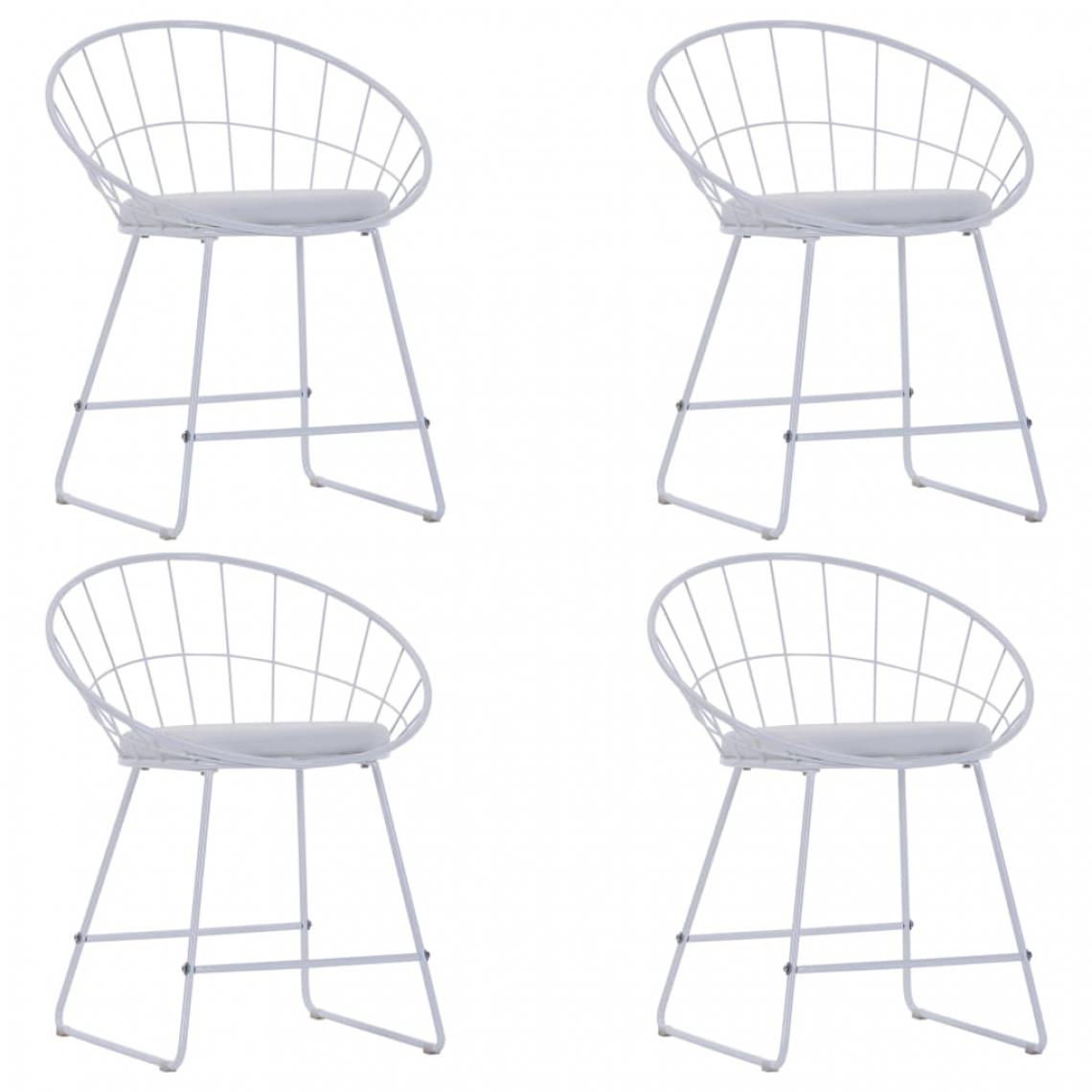 Icaverne - Moderne Fauteuils et chaises categorie Islamabad Chaises de salle à manger Similicuir 4 pcs Blanc Acier - Chaises