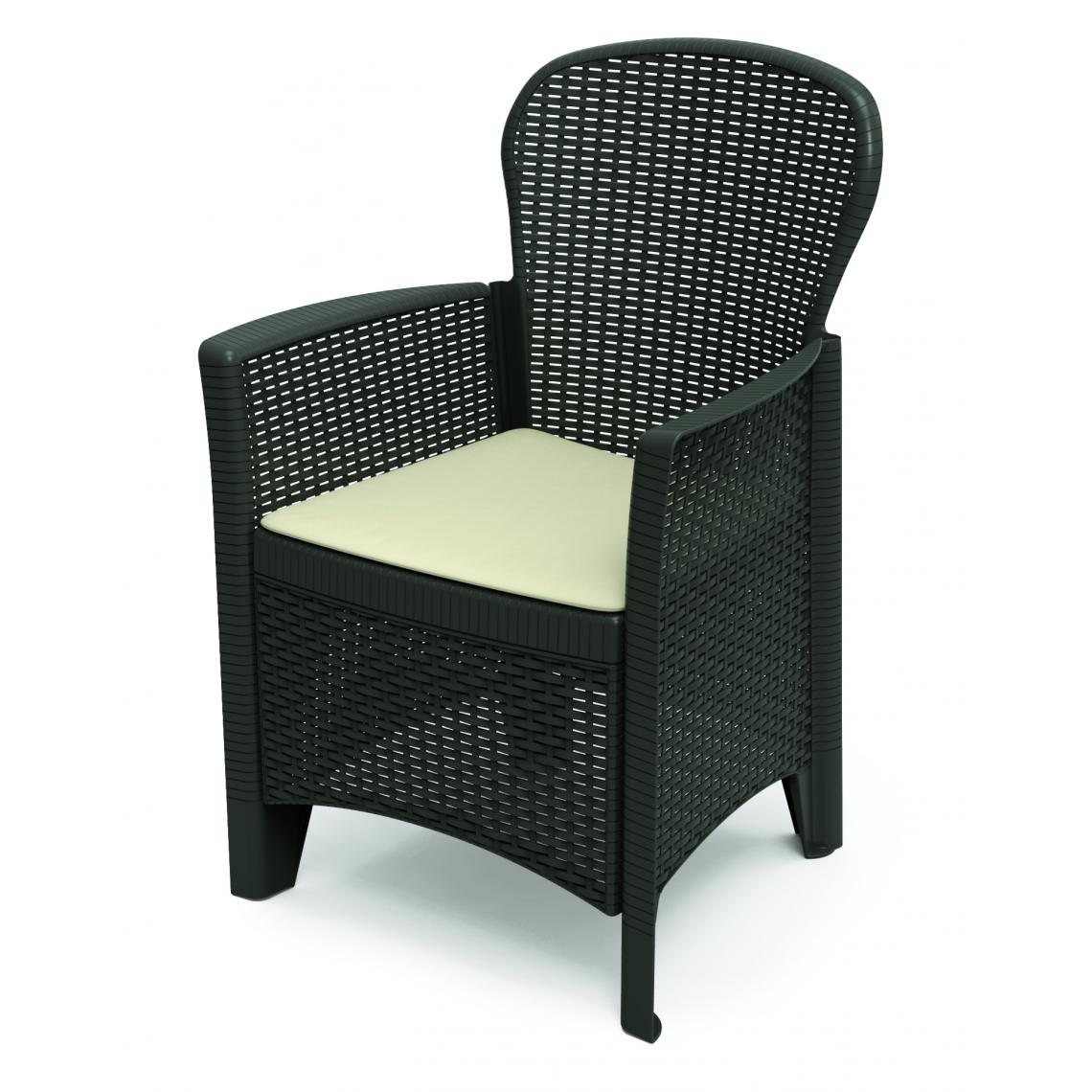 Alter - Fauteuil modulable effet rotin, Made in Italy, 60 x 58 x 89 cm, Couleur anthracite - Chaises