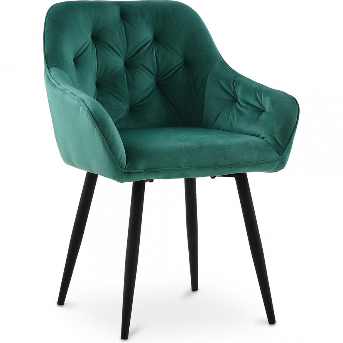 Iconik Interior - Chaise à manger accent velours tapissée scandi retro design sombre - Alene - Chaises