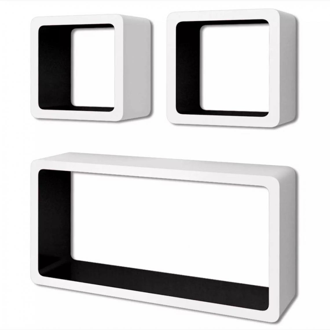 Helloshop26 - Étagère armoire meuble design 3 cubes murales et en mdf blanc-noir pour dvd/livres 2702090/2 - Etagères