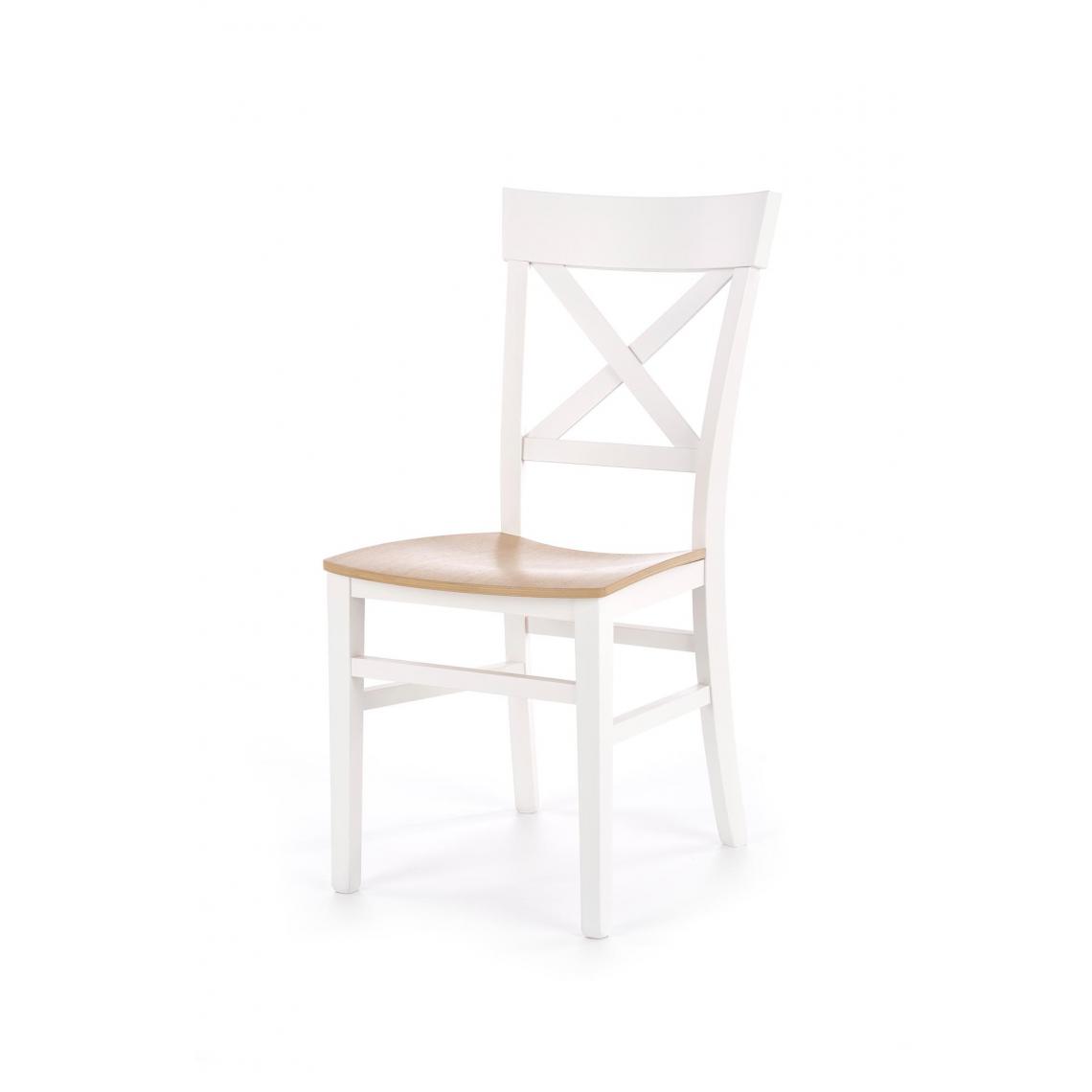 Hucoco - CORNELLO - Chaise en bois style scandinave cuisine/salle à manger - 90x56x44 - Ergonomique - Chaise de salle à manger - Blanc - Chaises