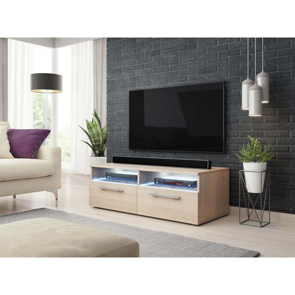 3xeliving - Meuble TV classique Zumbi Sonoma 100 cm LED - Meubles TV, Hi-Fi
