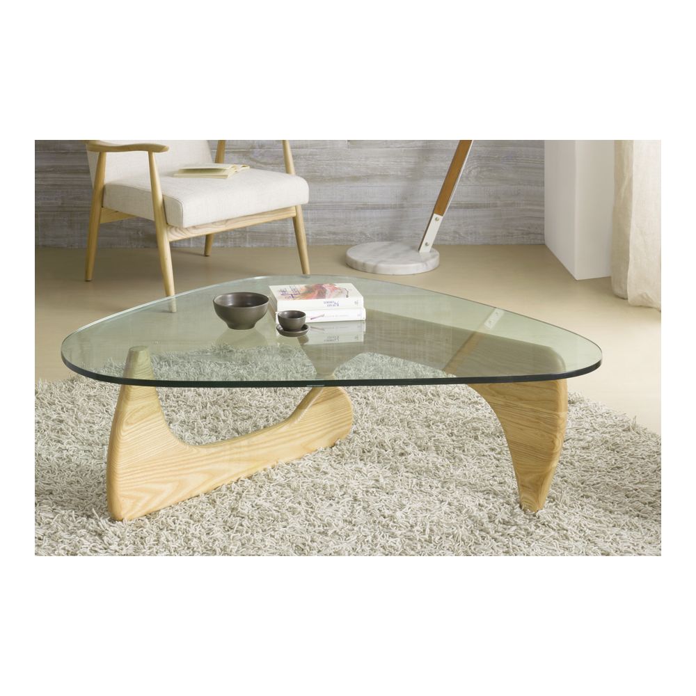 Happymobili - Table basse en verre et bois massif contemporaine GENEVE - Tables basses