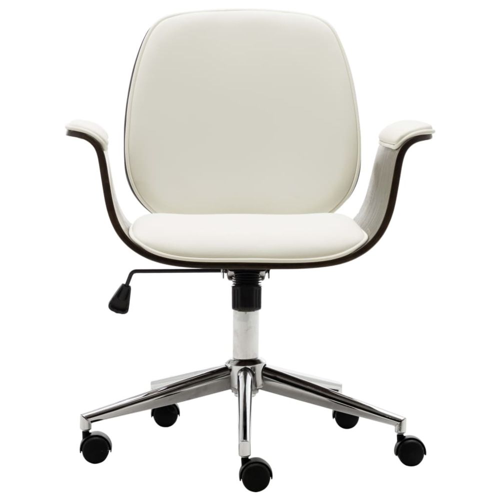 marque generique - Icaverne - Chaises de bureau ligne Chaise de bureau Blanc Bois courbé et similicuir - Chaises