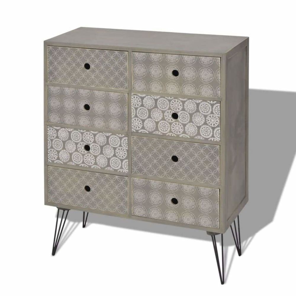Helloshop26 - Buffet bahut armoire console meuble de rangement de rangement avec 8 tiroirs gris 4402013 - Consoles