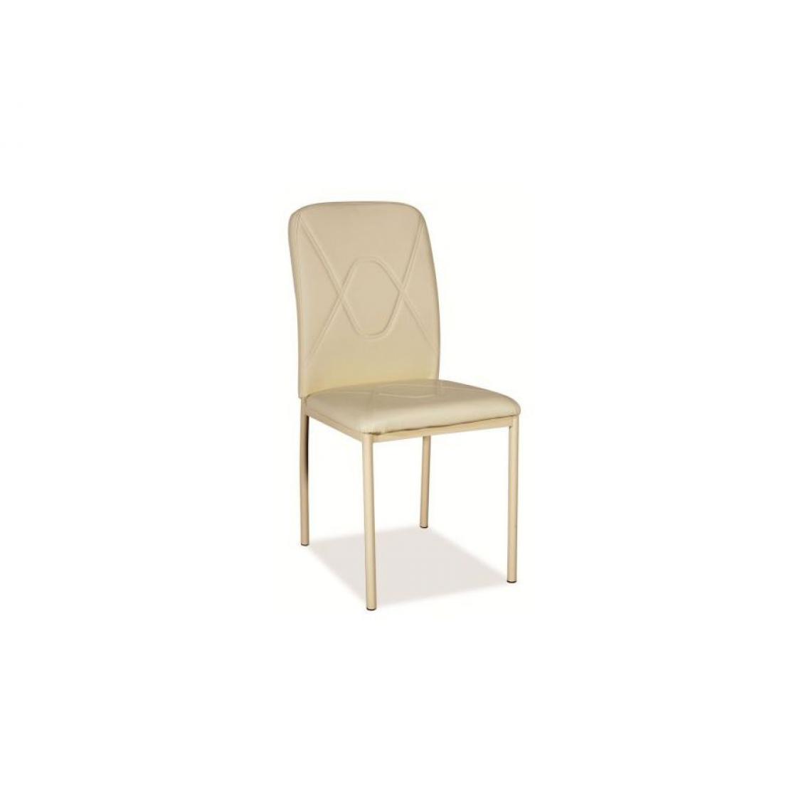 Hucoco - LEWIS | Jolie chaise pour salon moderne | Dimensions 90x42x41 cm | Rembourrage en cuir écologique | Chaise salle à manger - Crème - Chaises