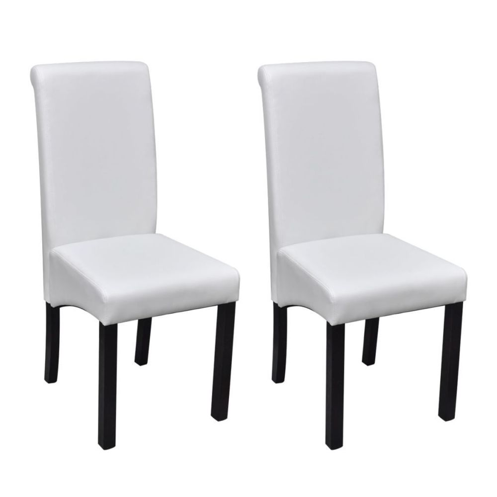 marque generique - Stylé Fauteuils gamme La Havane Chaise de salle à manger 2 pcs Cuir synthétique Blanc - Chaises