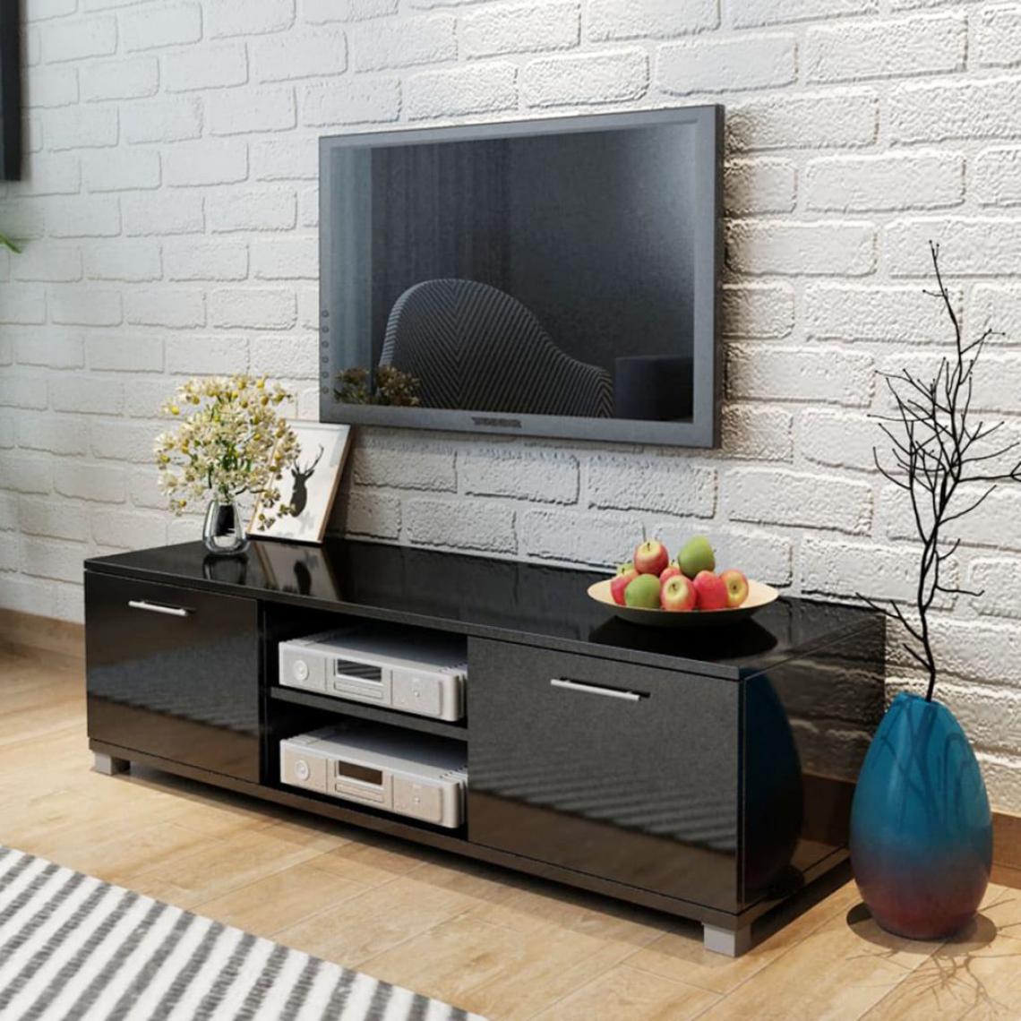 Chunhelife - Meuble TV Noir brillant 120 x 40,3 x 34,7 cm - Meubles TV, Hi-Fi