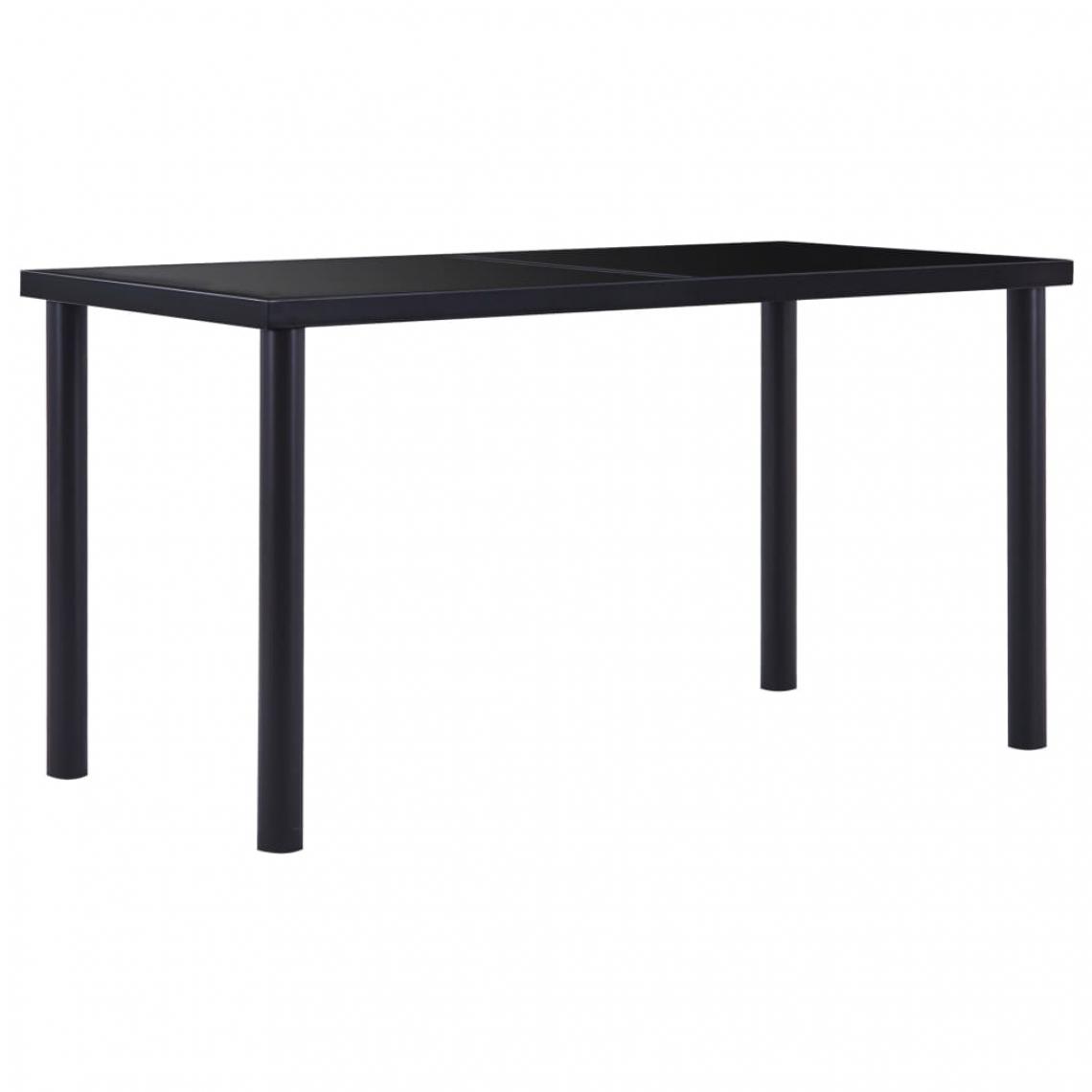 Icaverne - Inedit Tables ligne Canberra Table de salle à manger Noir 140x70x75 cm Verre trempé - Tables à manger