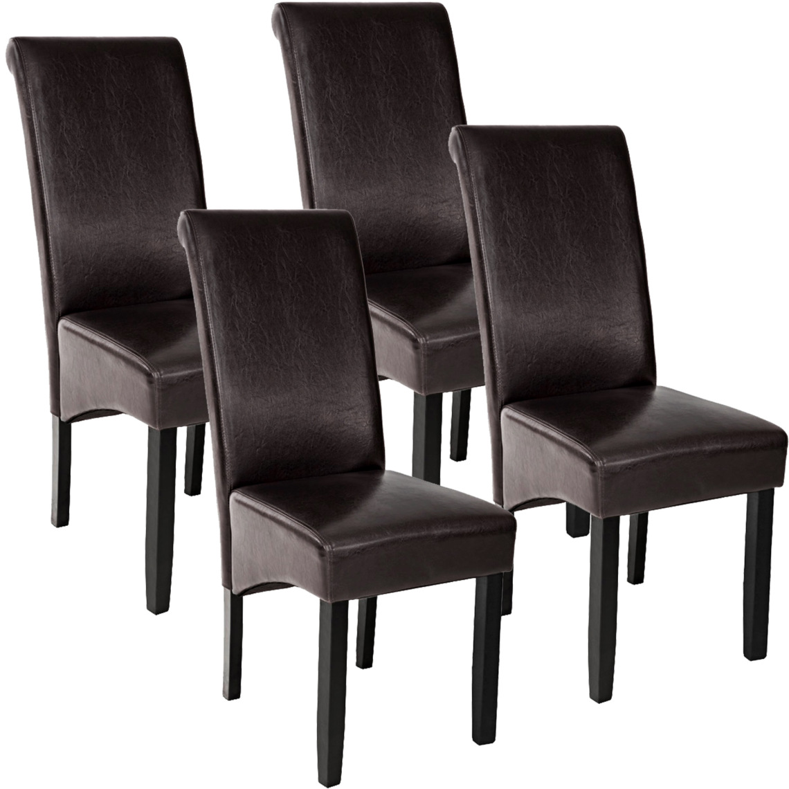 Tectake - Lot de 4 chaises aspect cuir - marron - Chaises