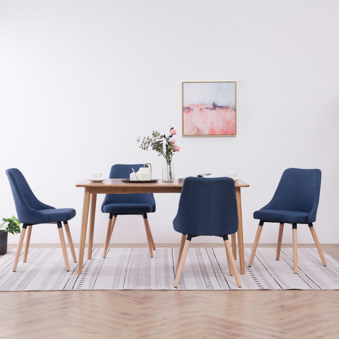 Icaverne - Splendide Fauteuils et chaises ligne Katmandou Chaises de salle à manger 4 pcs Bleu Tissu - Chaises
