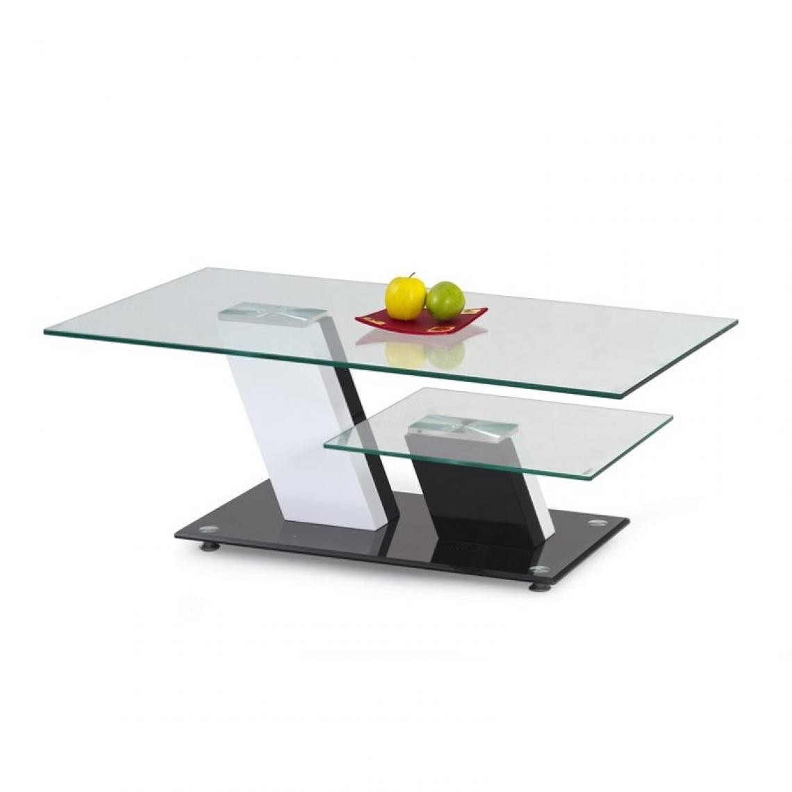 Carellia - Table basse design 110 cm x 60 cm x 45 cm - Béton/Noir - Tables basses