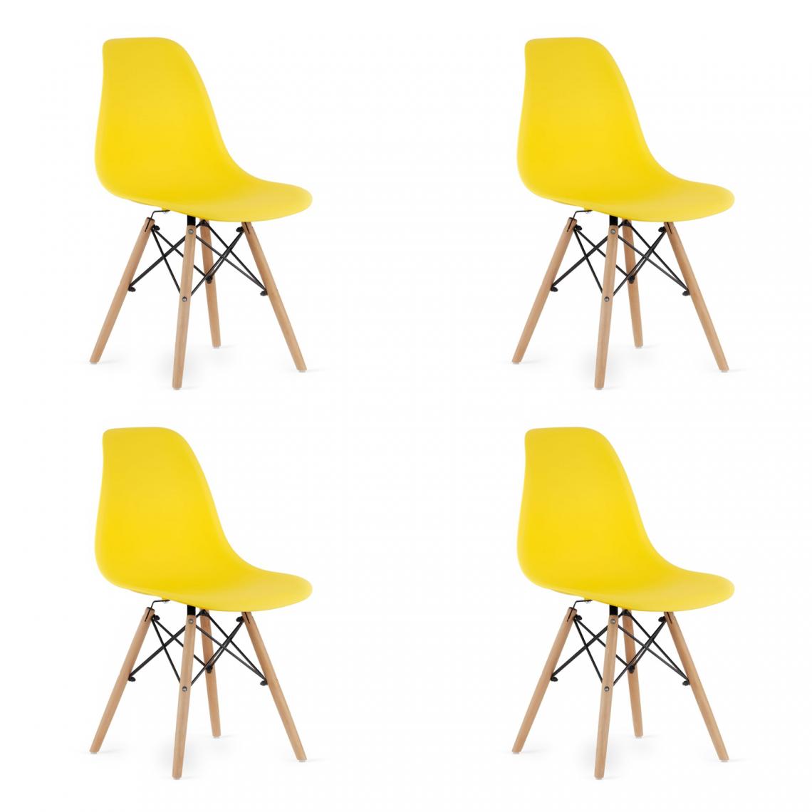 Hucoco - OSATA - Lot de 4 chaises en PP style moderne salon/cuisine - 81x54x46 cm - Chaise de salle à manger - Jaune - Chaises