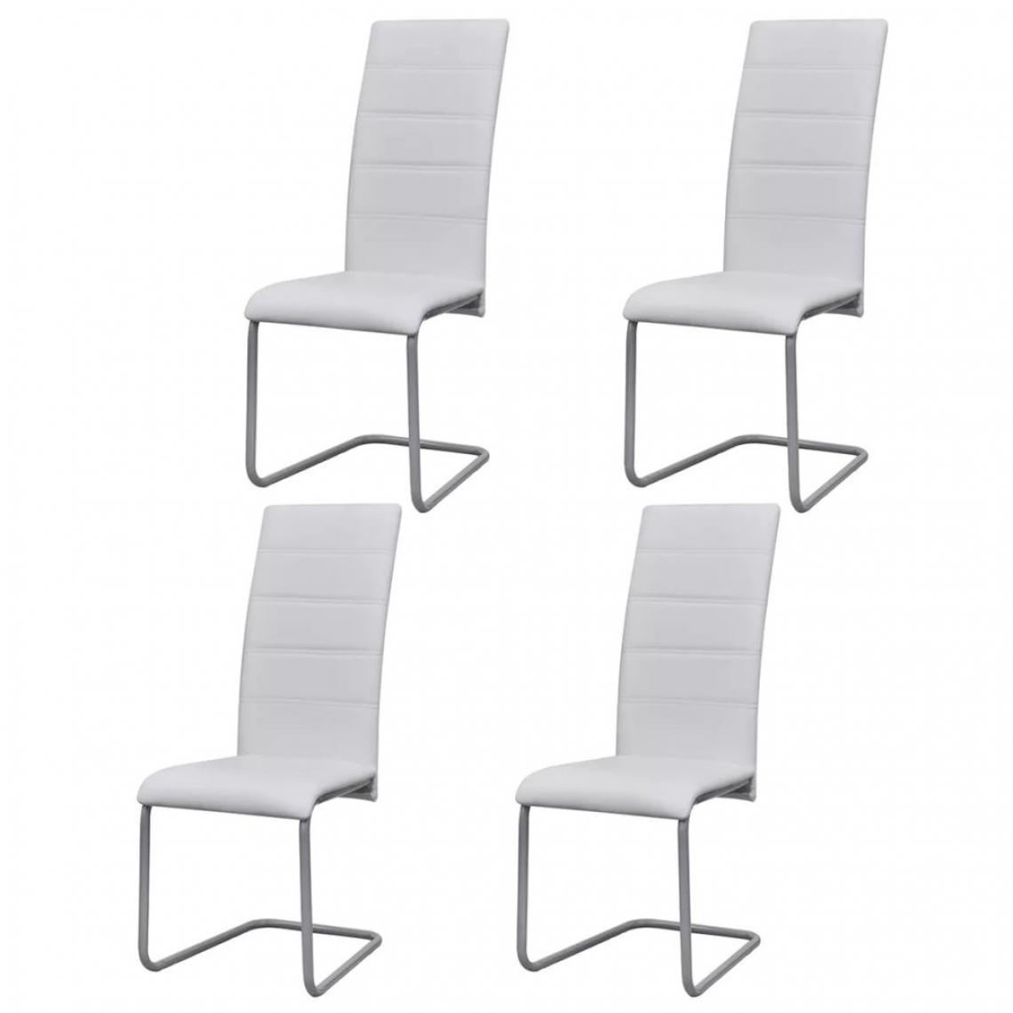 Uco - UCO Chaises de salle à manger cantilever 4 pcs Blanc Similicuir - Chaises