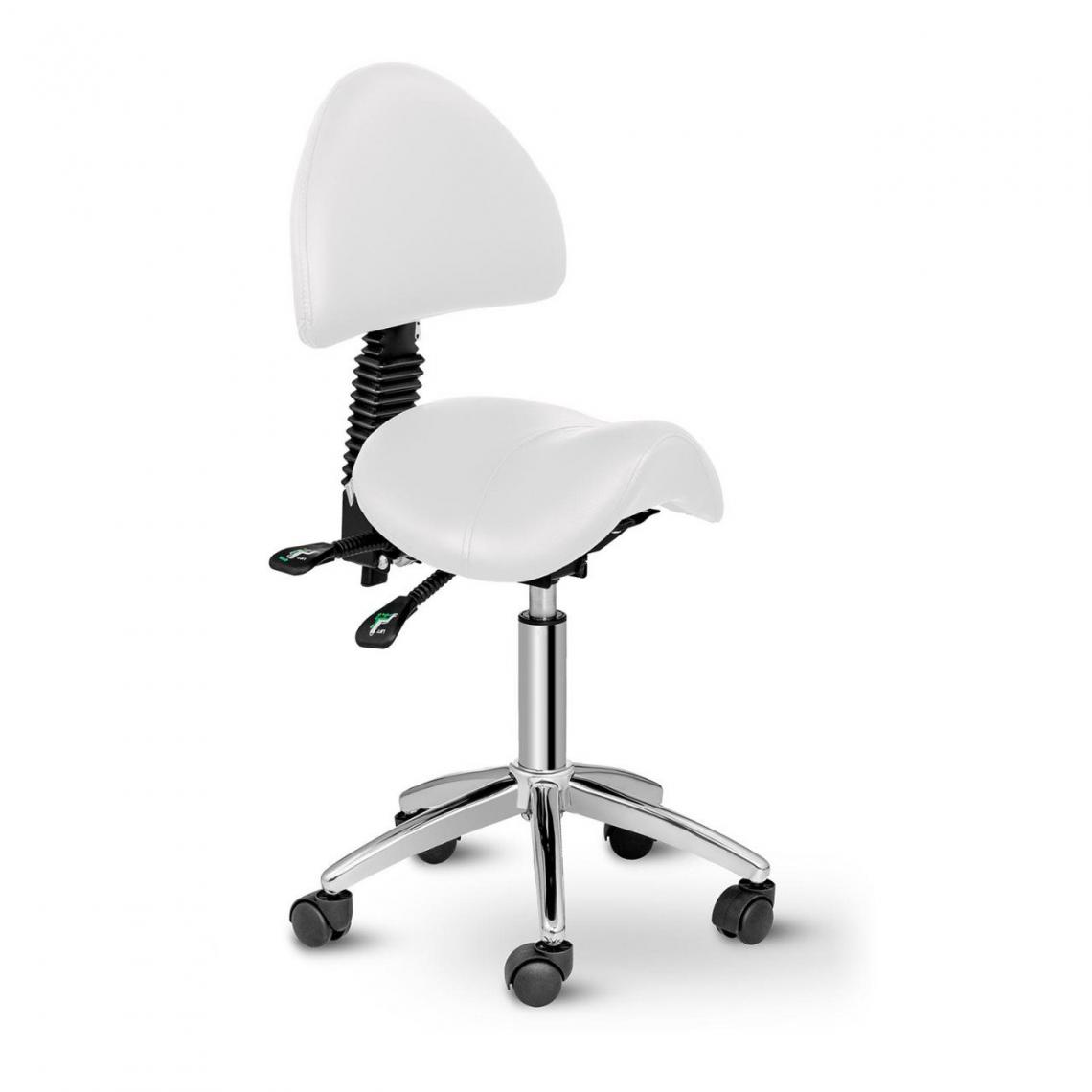 Helloshop26 - Fauteuil chaise siège-selle avec dossier fer chromé similicuir PVC blanc 14_0003502 - Tabourets