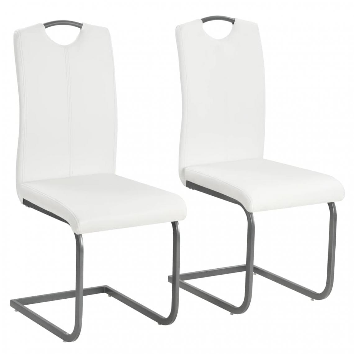 Chunhelife - Chaises de salle à manger cantilever 2 pcs Blanc Similicuir - Chaises