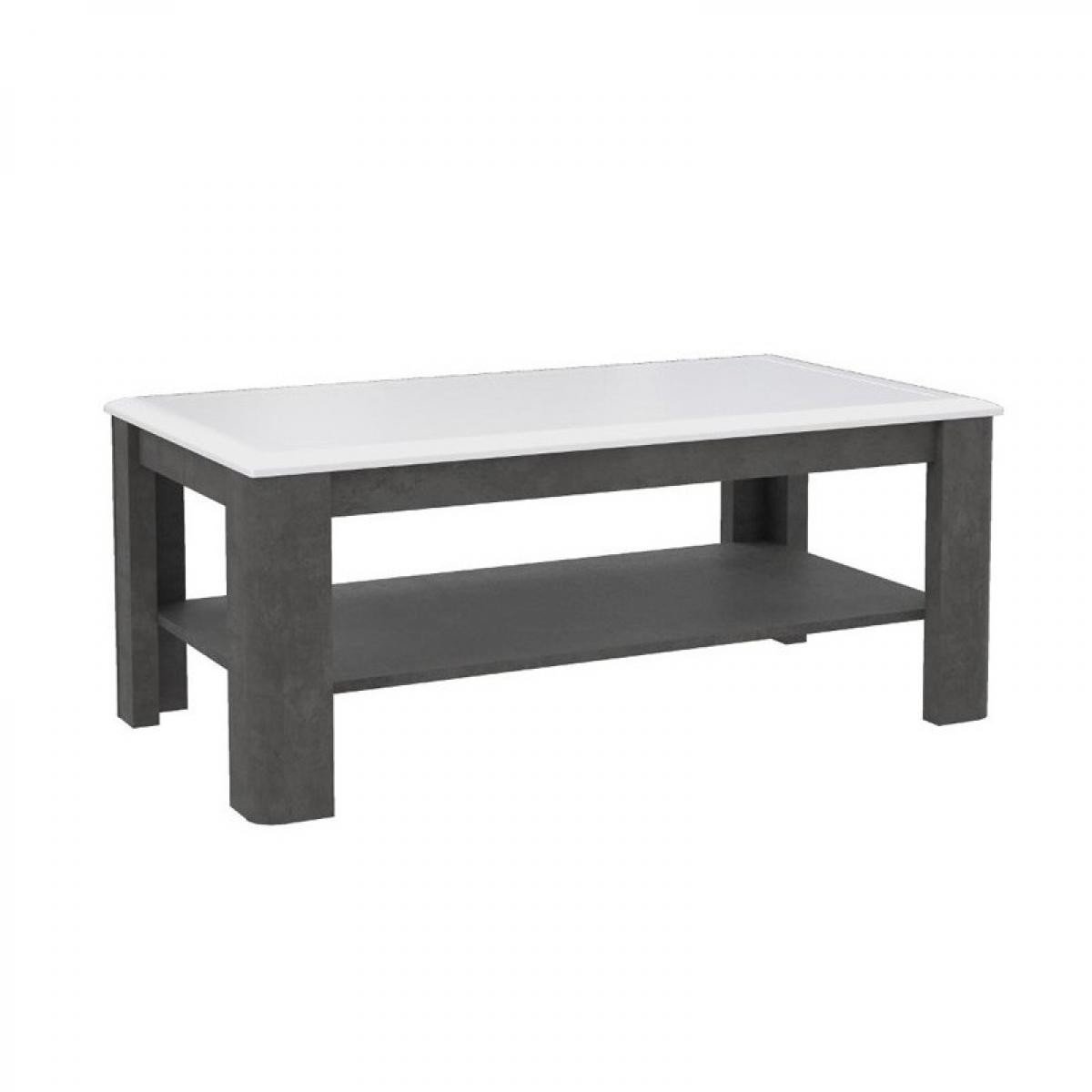Meubletmoi - Table basse rectangulaire bois blanc et gris - CALVI - Tables basses
