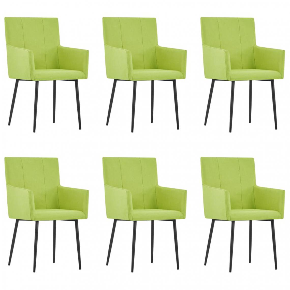 Chunhelife - Chaises de salle à manger avec accoudoirs 6 pcs Vert Tissu - Chaises
