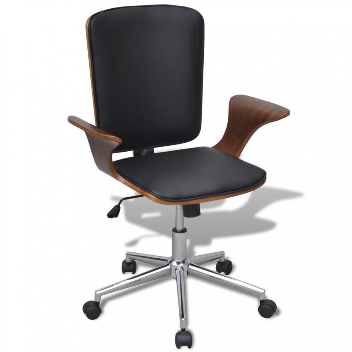 Chunhelife - Chaise de bureau rotative en bois cintré avec revêtement en faux cuir - Chaises