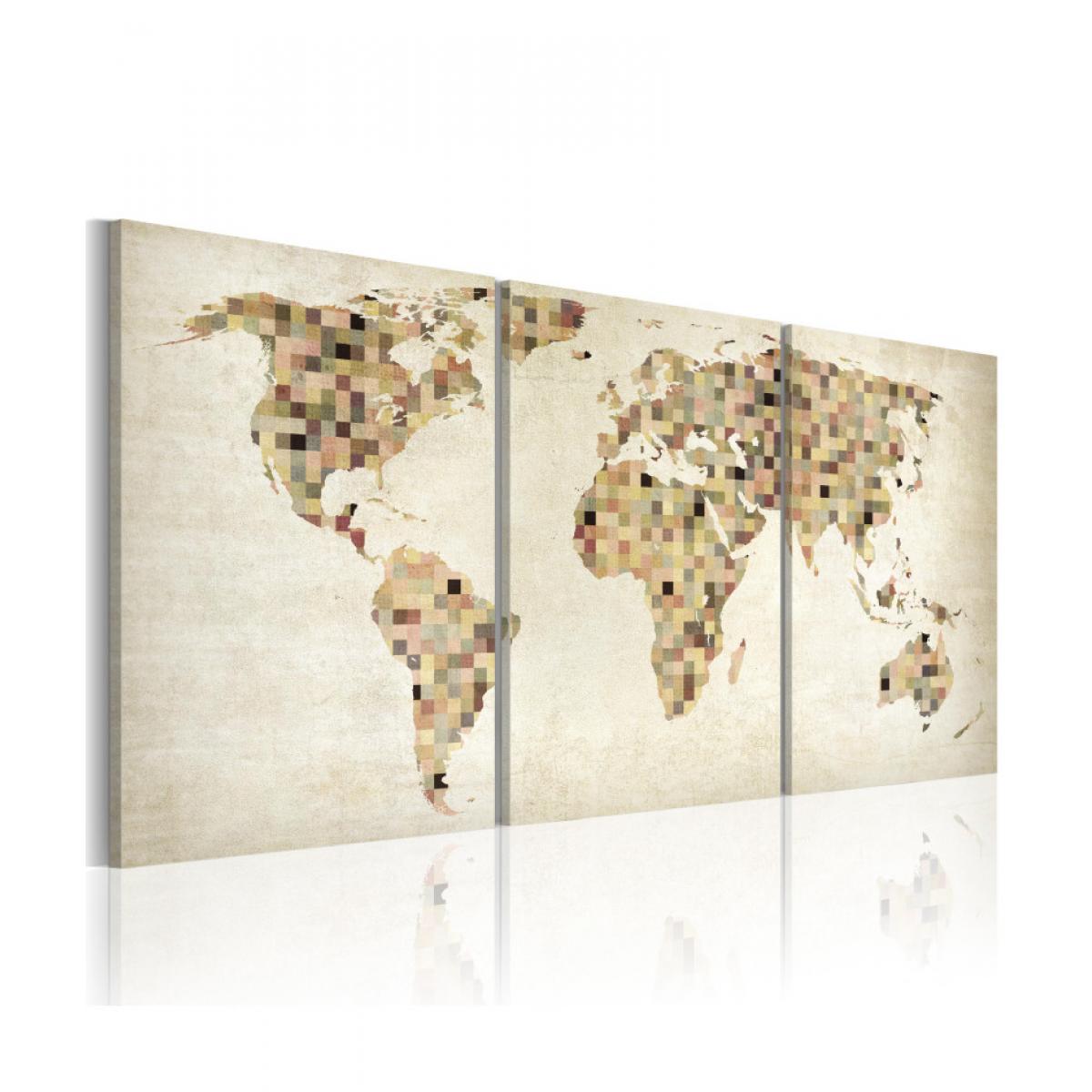 Artgeist - Tableau - Carte du monde - carrés 60x30 - Tableaux, peintures