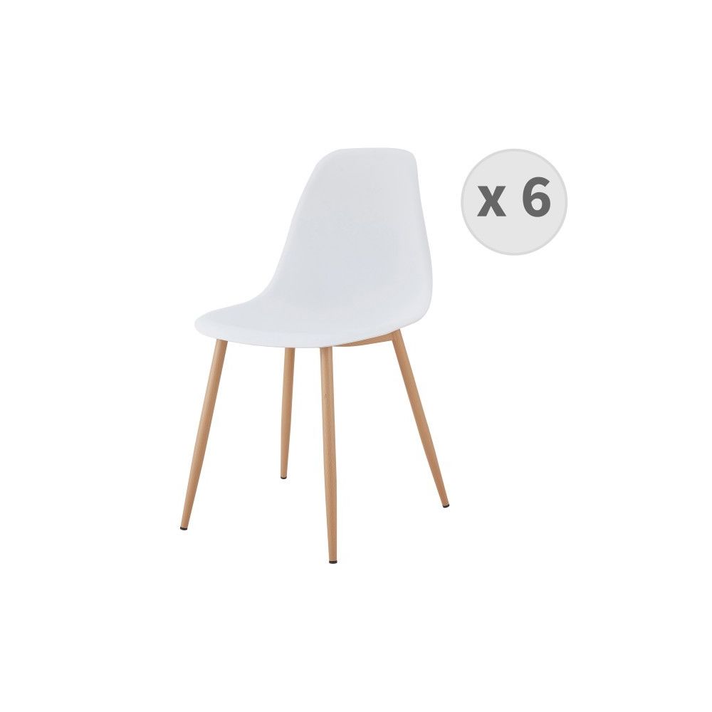 Moloo - ESTER-Chaises scandinaves blanc pieds métal bois (X6) - Chaises