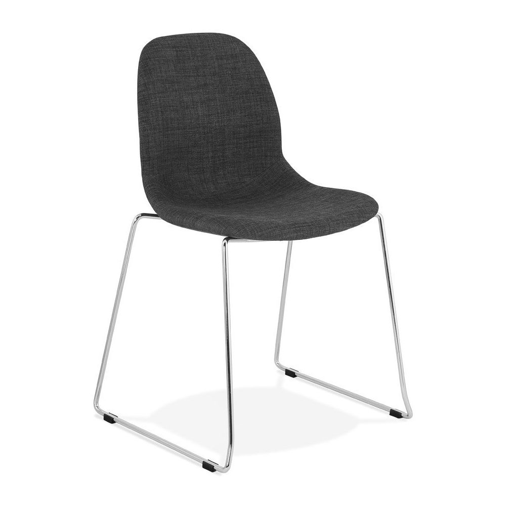 Alterego - Chaise design 'DISTRIKT' en tissu gris foncé avec pieds en métal chromé - Chaises
