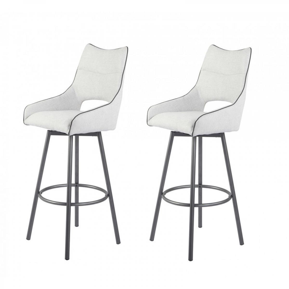 Meubletmoi - Lot de 2 chaises hautes de bar en tissu gris clair - ROY - Tabourets