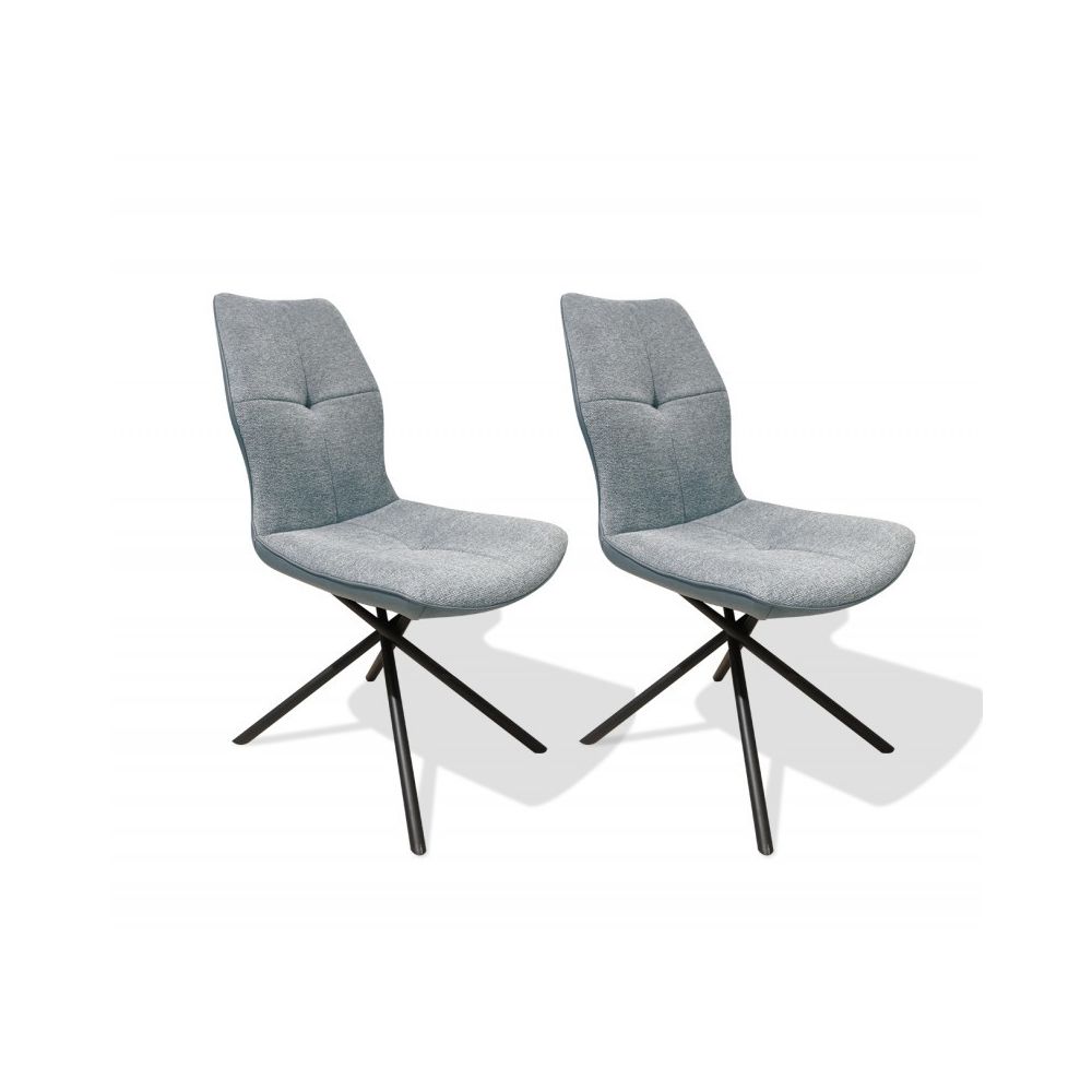 Meubletmoi - Lot de 2 chaises en tissu gris et arrière en simili - MONTAINE - Chaises