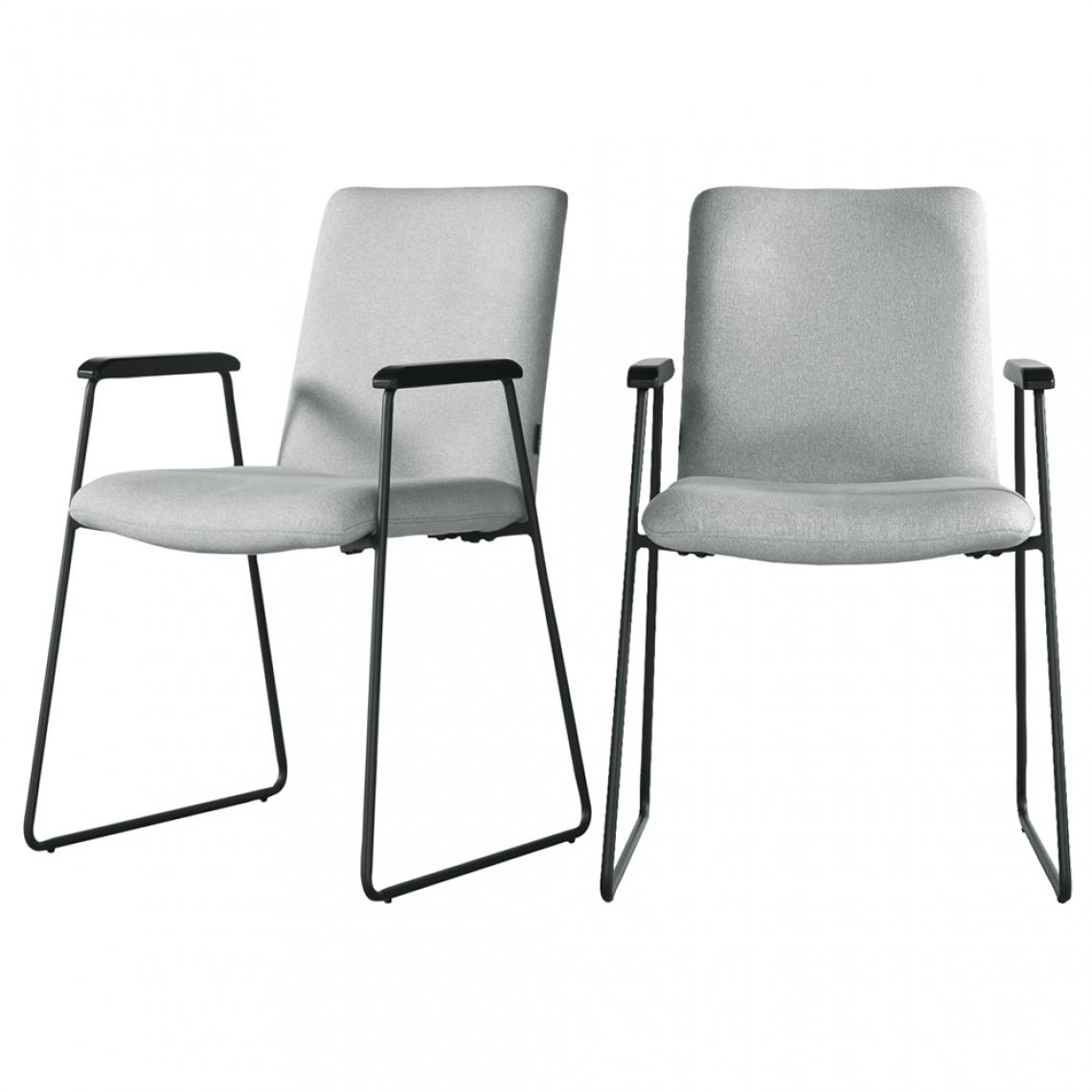Selsey - Lot de 2 chaises tapissées - ALAKE - avec accoudoirs - gris - Chaises