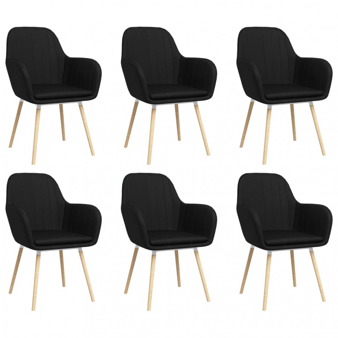 Icaverne - Inedit Fauteuils et chaises edition Ottawa Chaises de salle à manger avec accoudoirs 6 pcs Noir Tissu - Chaises