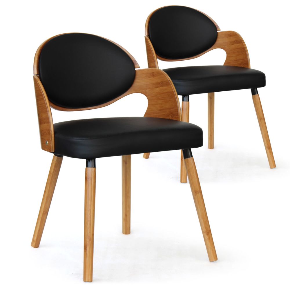 MENZZO - Lot de 2 chaises scandinaves Estel Chêne Clair et Noir - Chaises