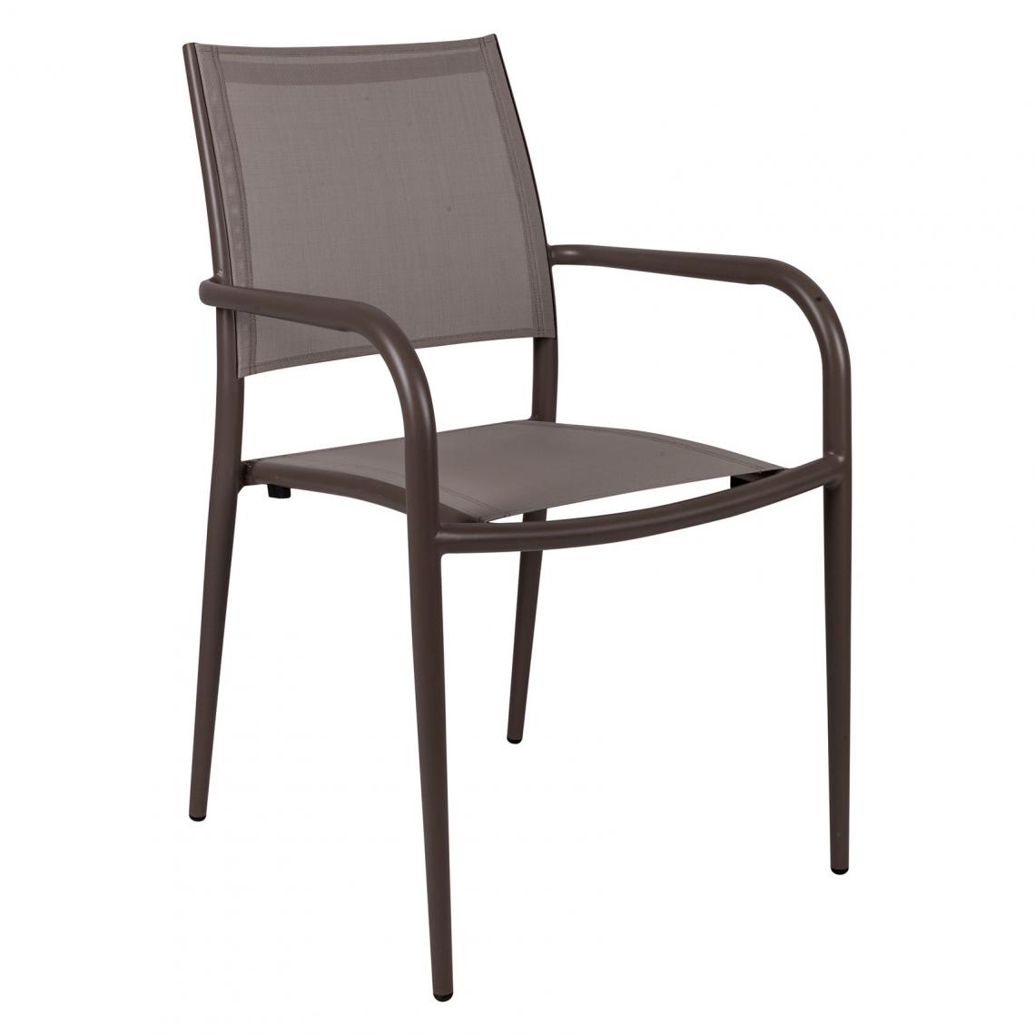 Alter - Chaise empilable en aluminium et textilène, coloris marron, 56 x 62 x h85 cm - Chaises