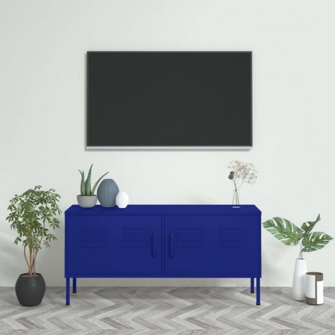 Vidaxl - vidaXL Meuble TV Bleu marine 105x35x50 cm Acier - Meubles TV, Hi-Fi