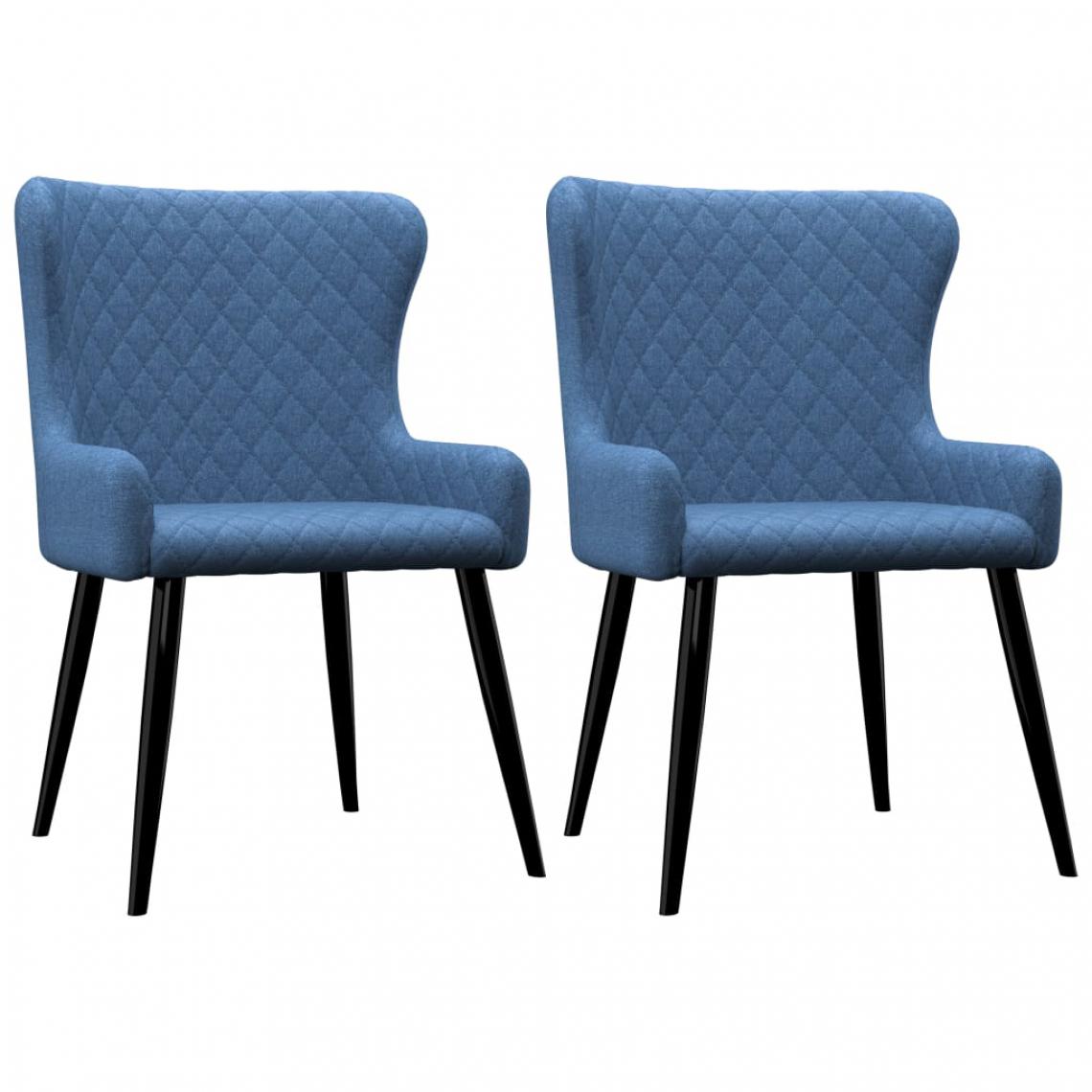 Chunhelife - Chaises de salle à manger 2 pcs Bleu Tissu - Chaises