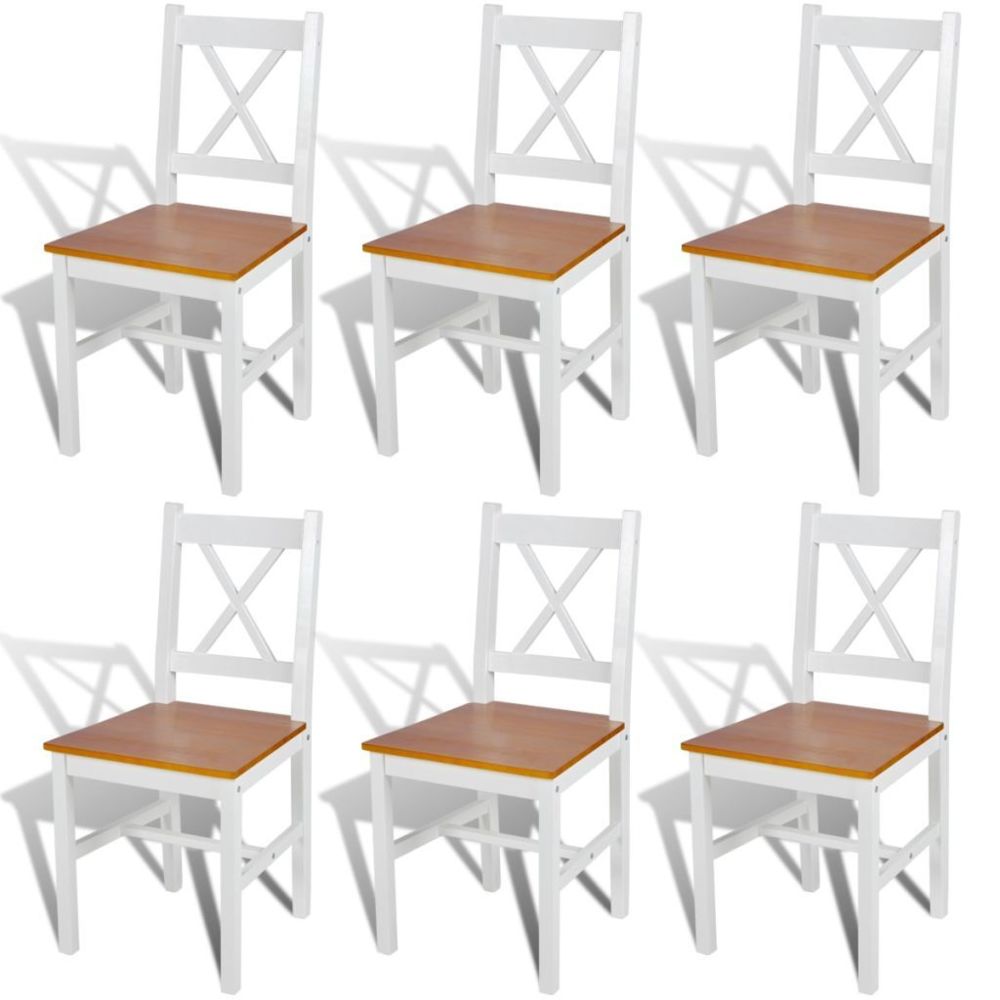 Vidaxl - vidaXL Chaises de salle à manger 6 pcs Blanc Pinède - Chaises