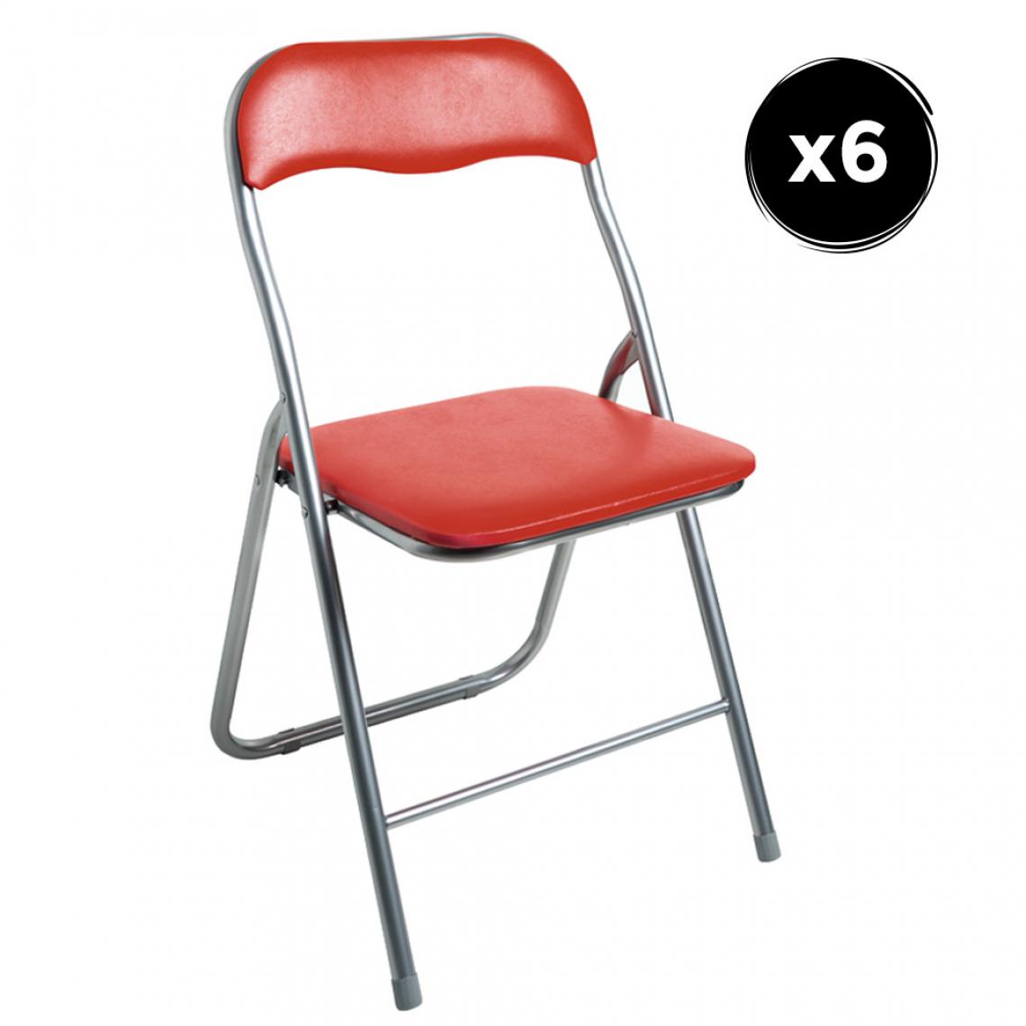 Imperial Relax - Lot de 6 chaises pliantes rouges - Chaises
