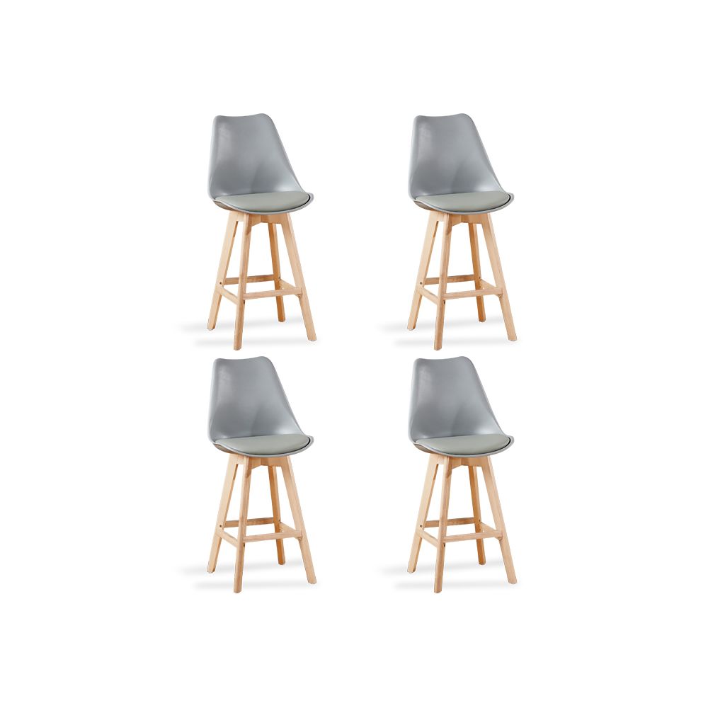 Designetsamaison - Lot de 4 chaises hautes grises - Gotteborg - Tabourets