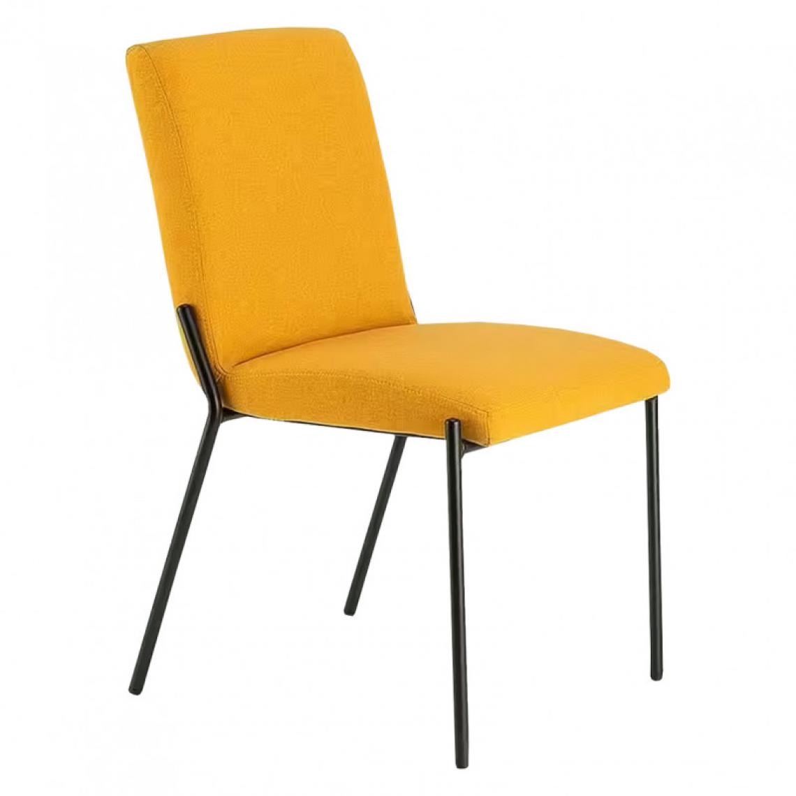 Meubletmoi - Chaise avec piètement en métal noir et tissu jaune - OFFICE 1487 - Chaises