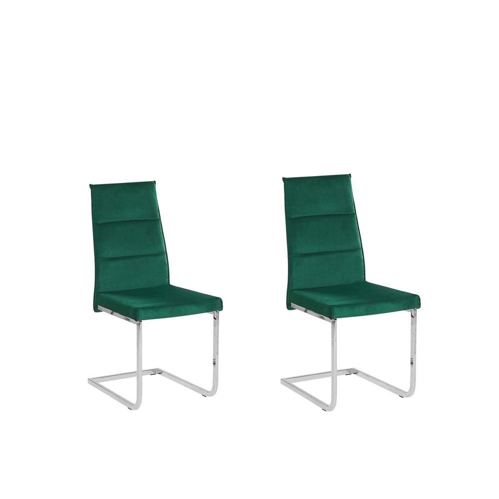 Beliani - Beliani Lot de 2 chaises de cuisine en velours vert ROCKFORD - vert - Chaises